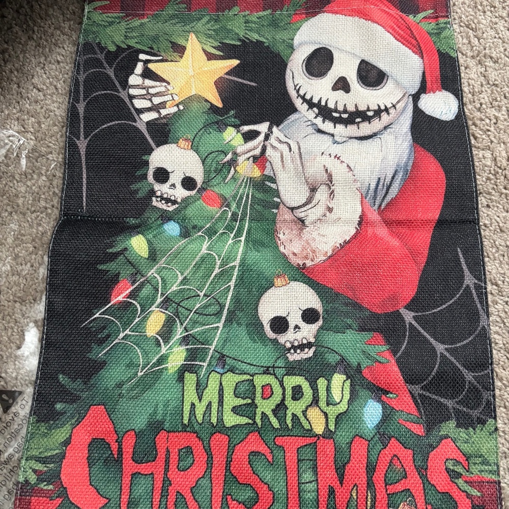 New Skelton Christmas Garden Flag